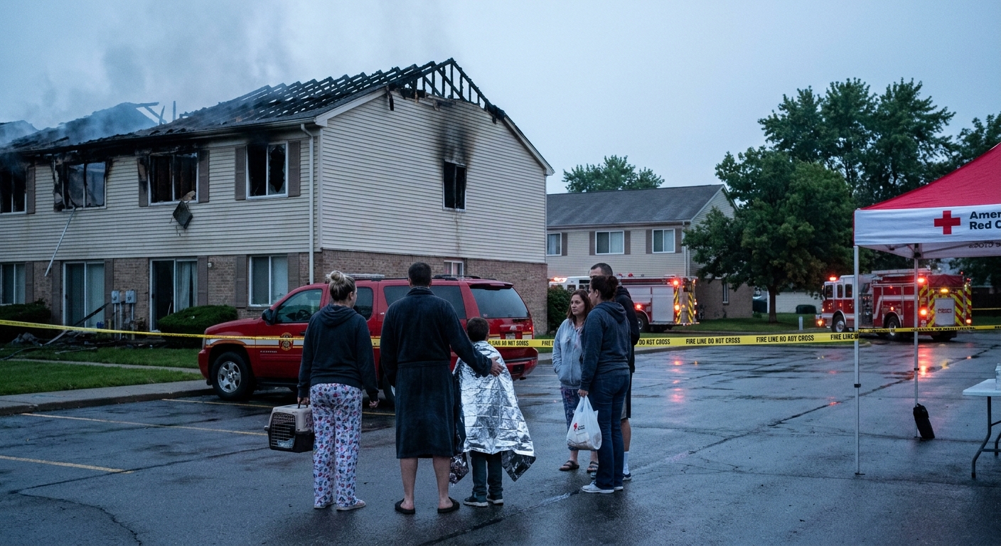 Early-Morning Fire Destroys 8 Units at Woodview Condominiums, Displaces Roughly a Dozen Westland Residents